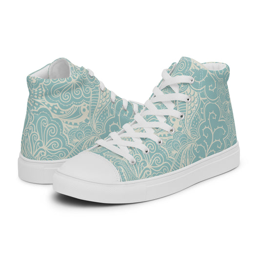 SAGEY BLUE MINT BRIDAL OR GRAD LUXURY BIRDIE BOSS Women’s high top canvas shoes