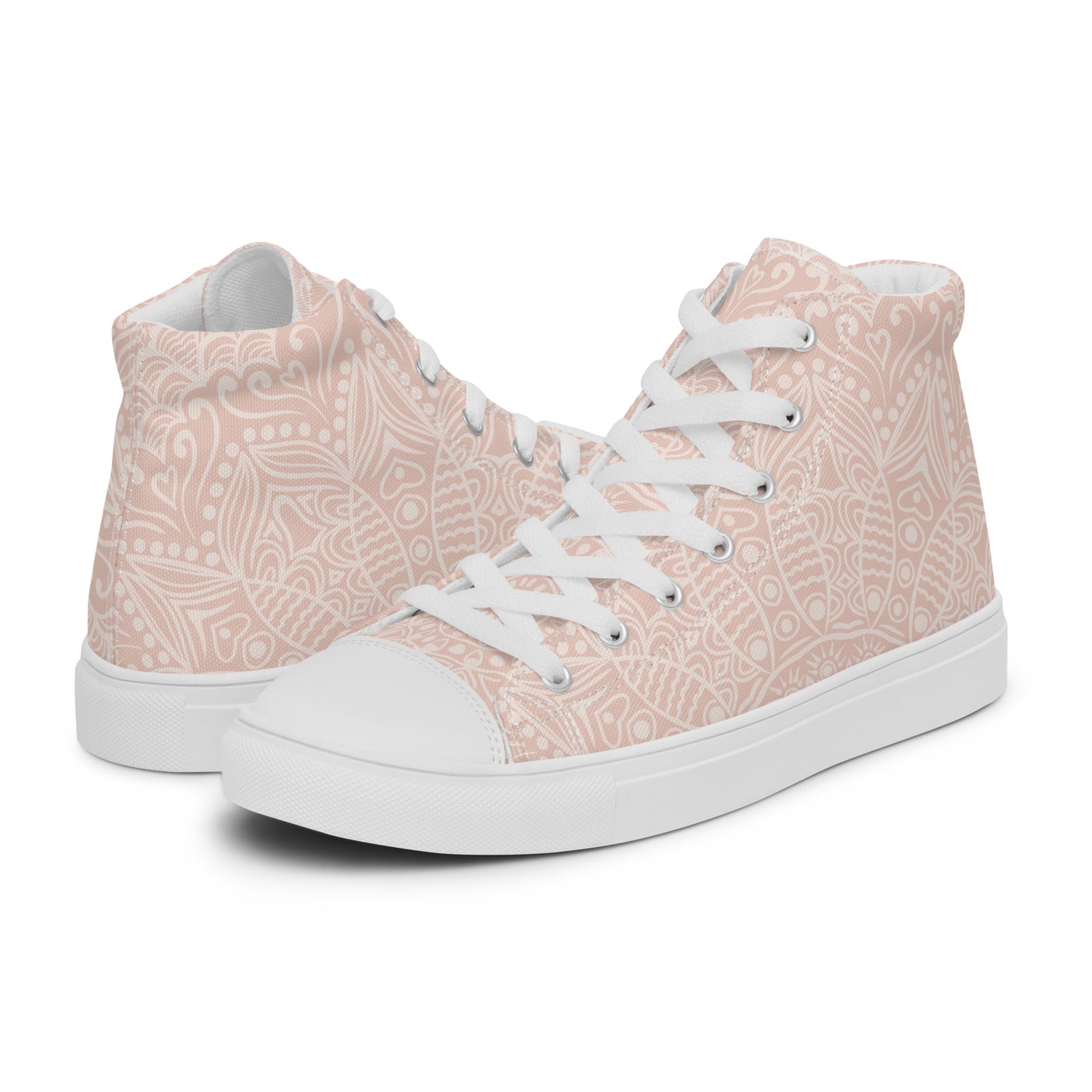 PEACHY APRICOT TAUPE WEDDING OR GRAD Women’s high top canvas shoes