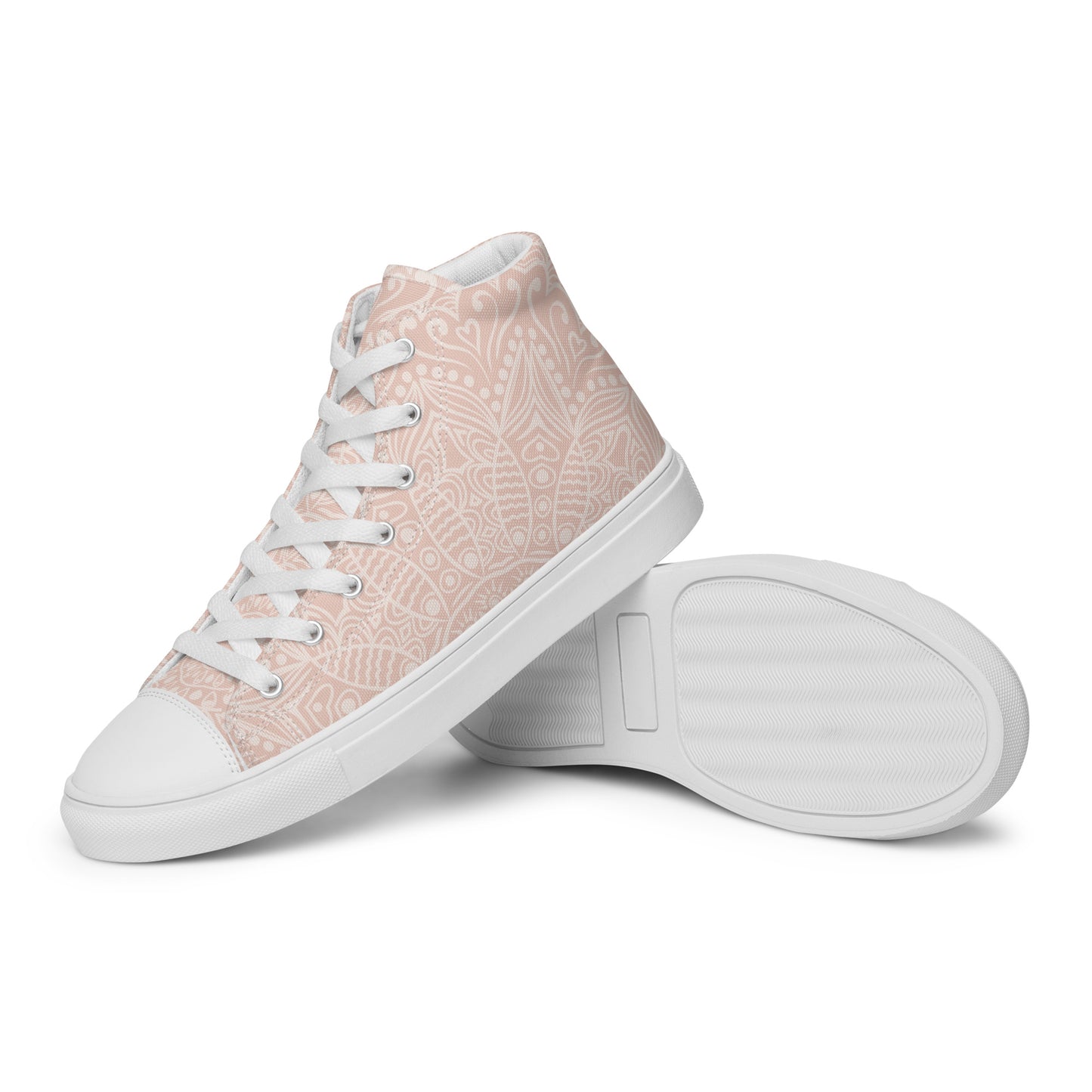 PEACHY APRICOT TAUPE WEDDING OR GRAD Women’s high top canvas shoes