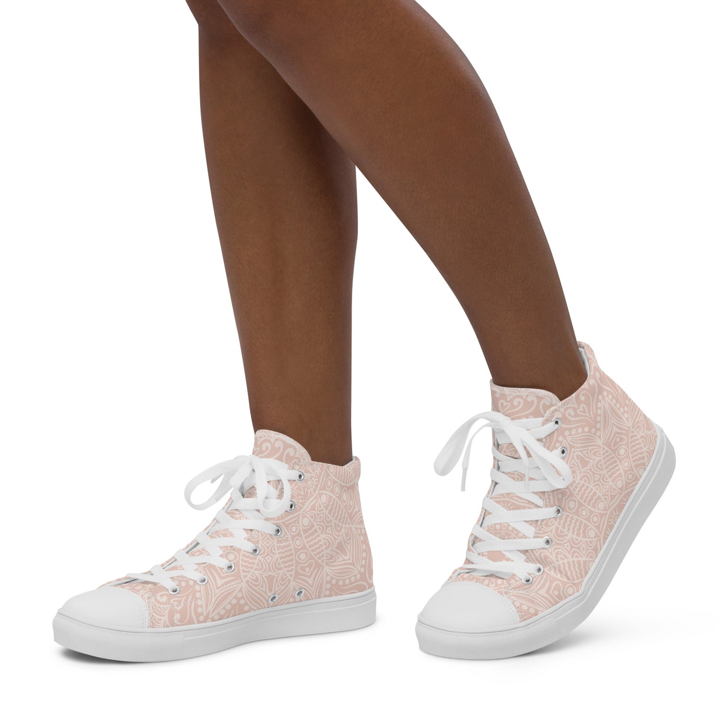 PEACHY APRICOT TAUPE WEDDING OR GRAD Women’s high top canvas shoes