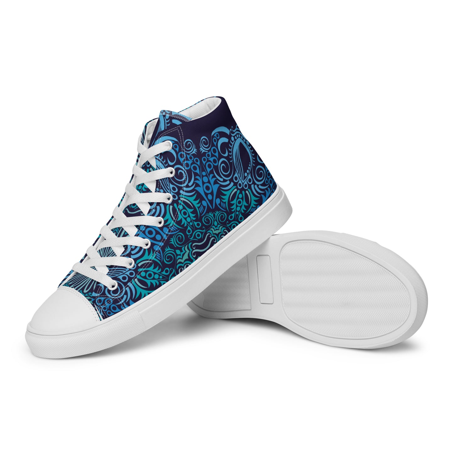 BLACK AND TEAL LACE GRAD OR WEDDING PARTY Women’s high top canvas shoes