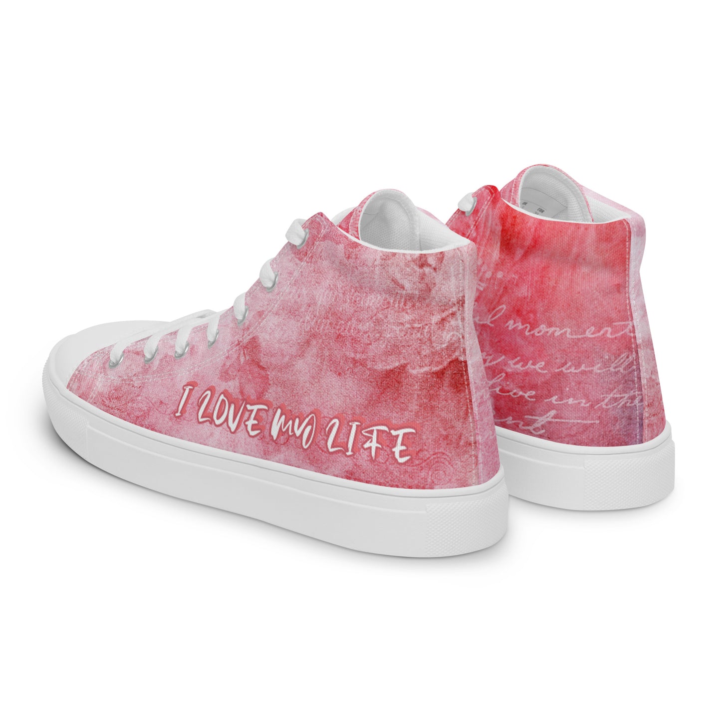 I LOVE MY LIFE PINK Women’s high top canvas shoes