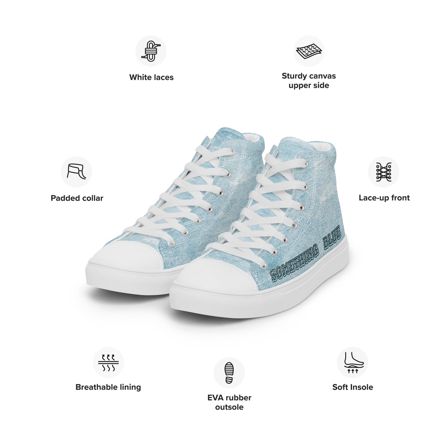 SOMETHING BLUE FOR YOUR WEDDING! OR PROM Women’s high top canvas shoes