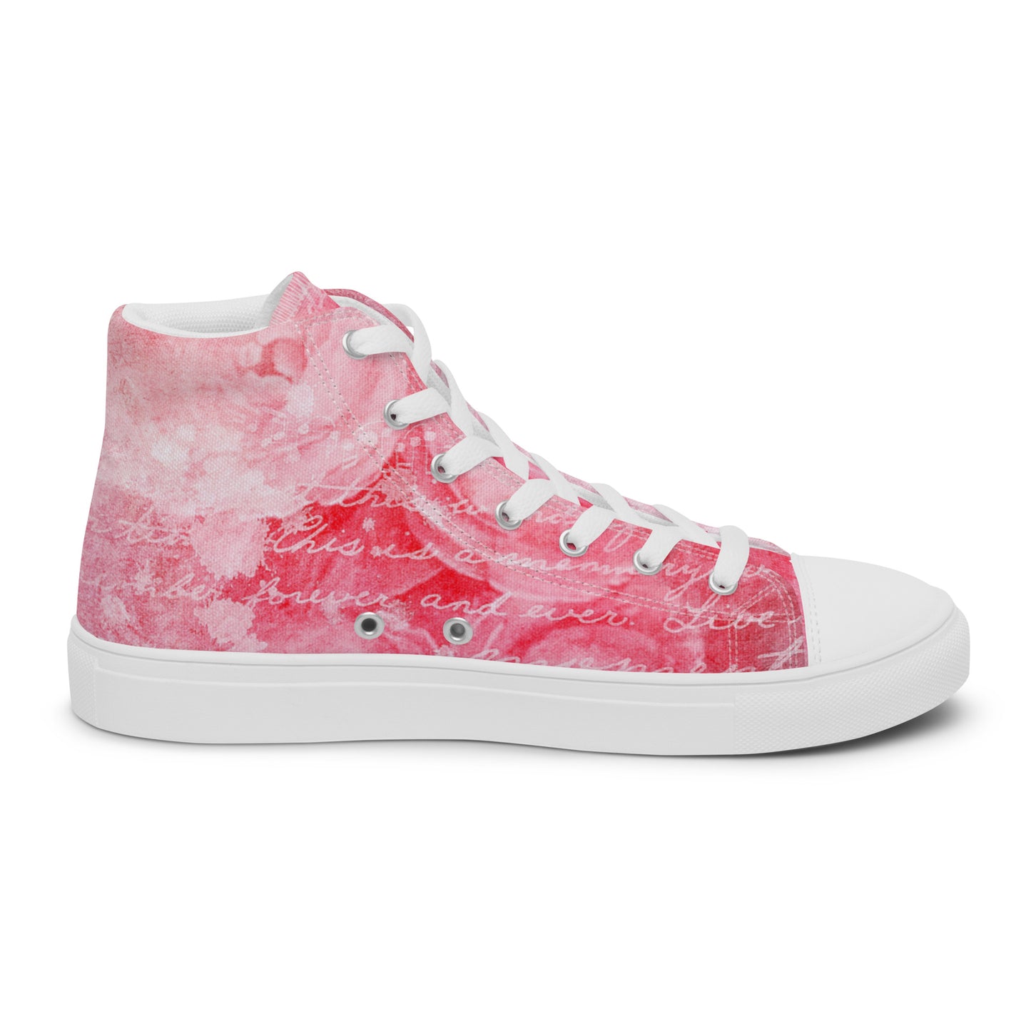 I LOVE MY LIFE PINK Women’s high top canvas shoes