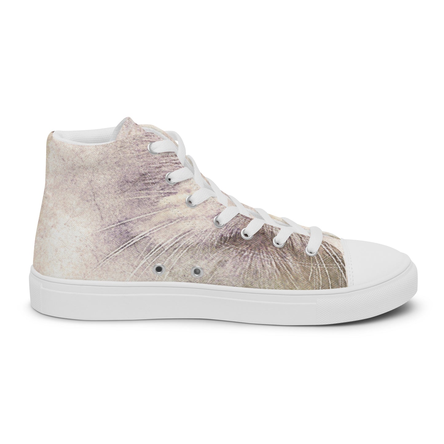 THE CAT'S MEOW  A WHITE CAT  PICTURED ON Women’s high top canvas shoes