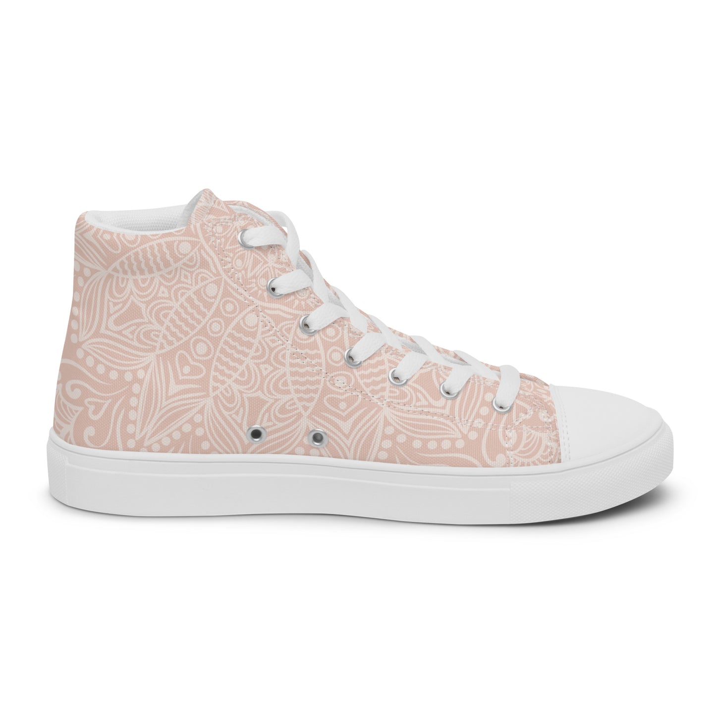 PEACHY APRICOT TAUPE WEDDING OR GRAD Women’s high top canvas shoes