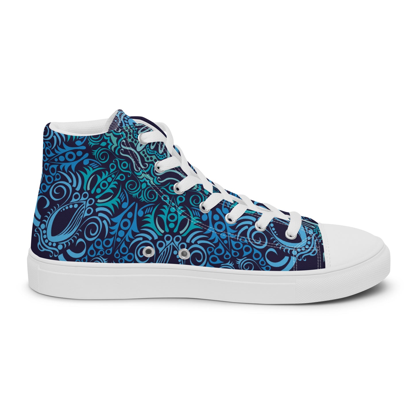 BLACK AND TEAL LACE GRAD OR WEDDING PARTY Women’s high top canvas shoes