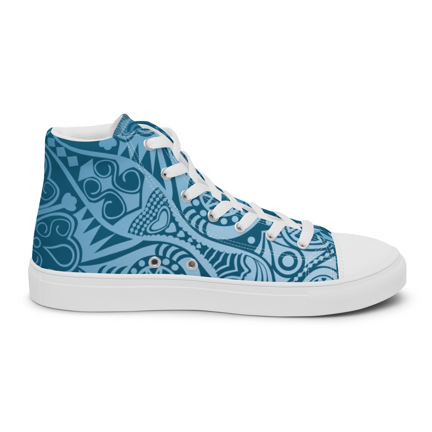 BLUE PATTERN DOILEY WEDDING OR GRAD Women’s high top canvas shoes