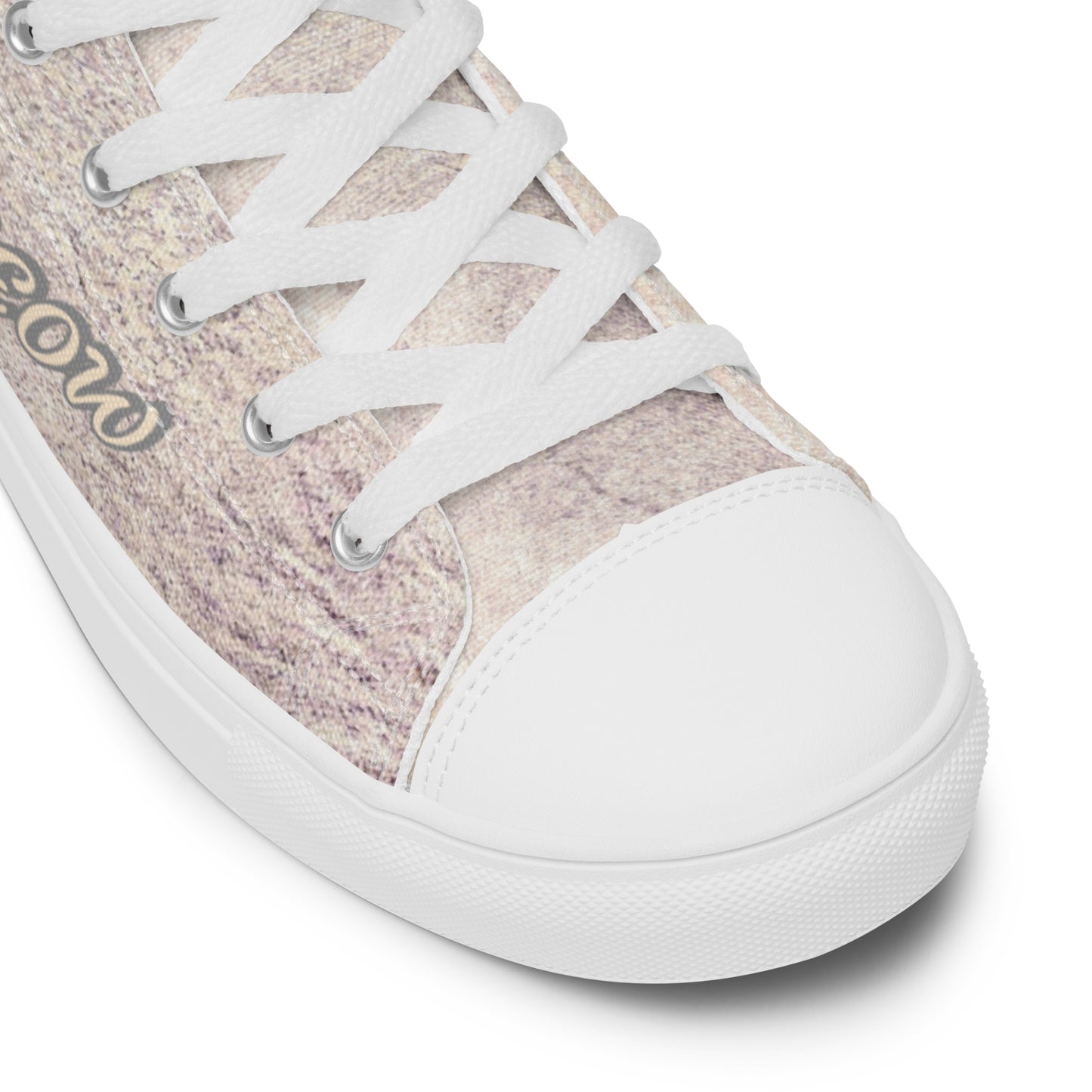 THE CAT'S MEOW  A WHITE CAT  PICTURED ON Women’s high top canvas shoes