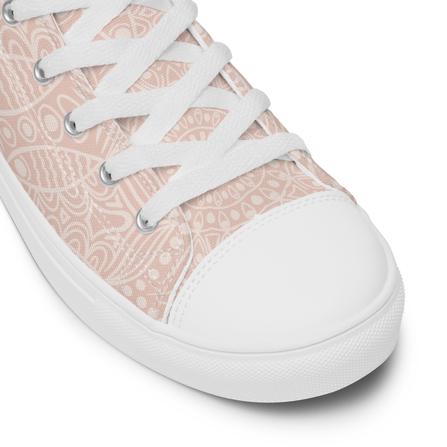 PEACHY APRICOT TAUPE WEDDING OR GRAD Women’s high top canvas shoes