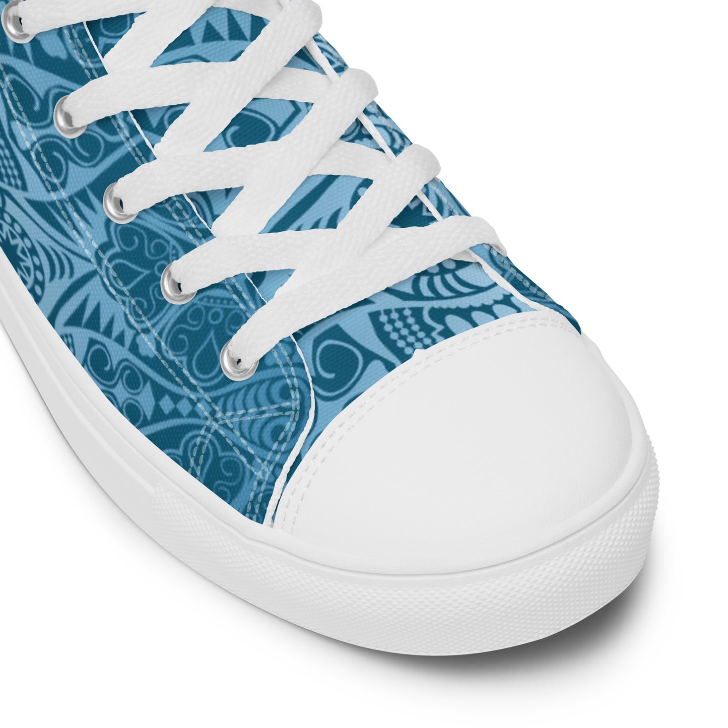 BLUE PATTERN DOILEY WEDDING OR GRAD Women’s high top canvas shoes