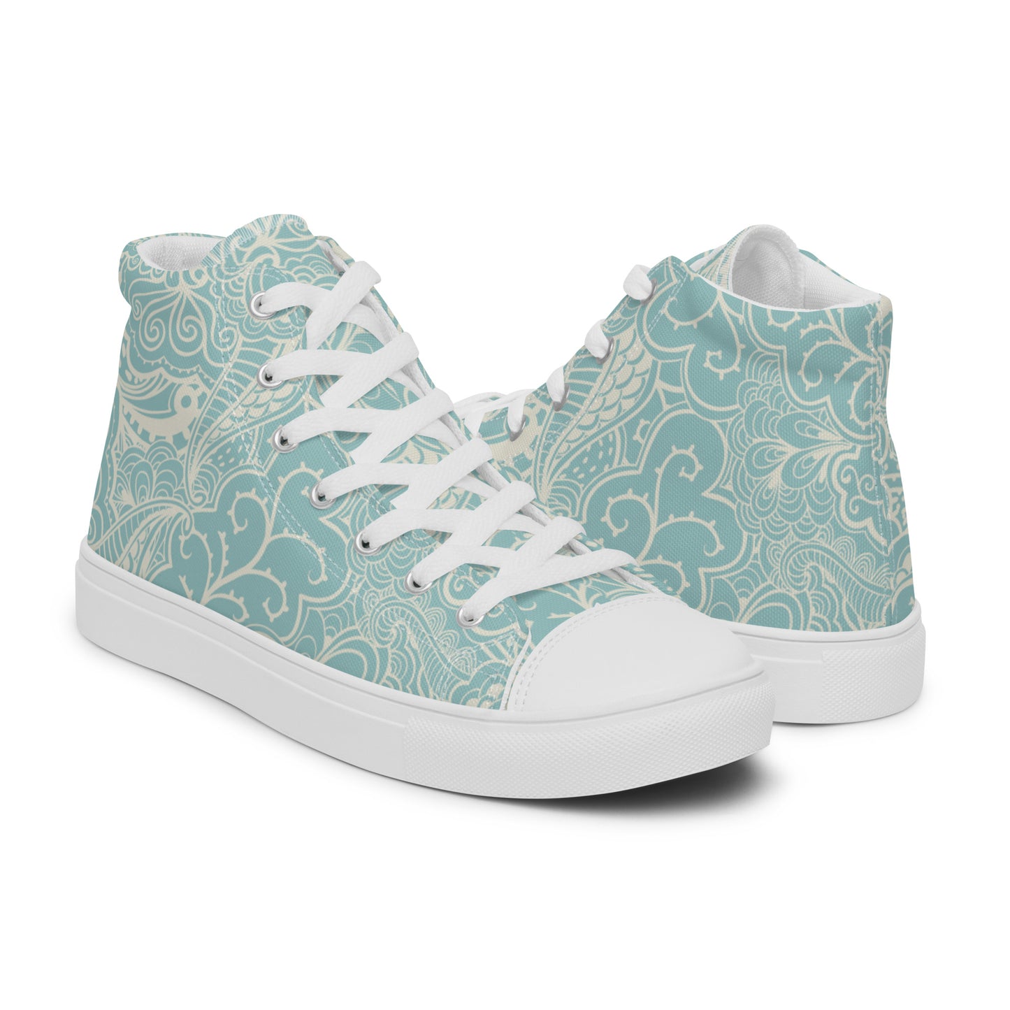 SAGEY BLUE MINT BRIDAL OR GRAD LUXURY BIRDIE BOSS Women’s high top canvas shoes