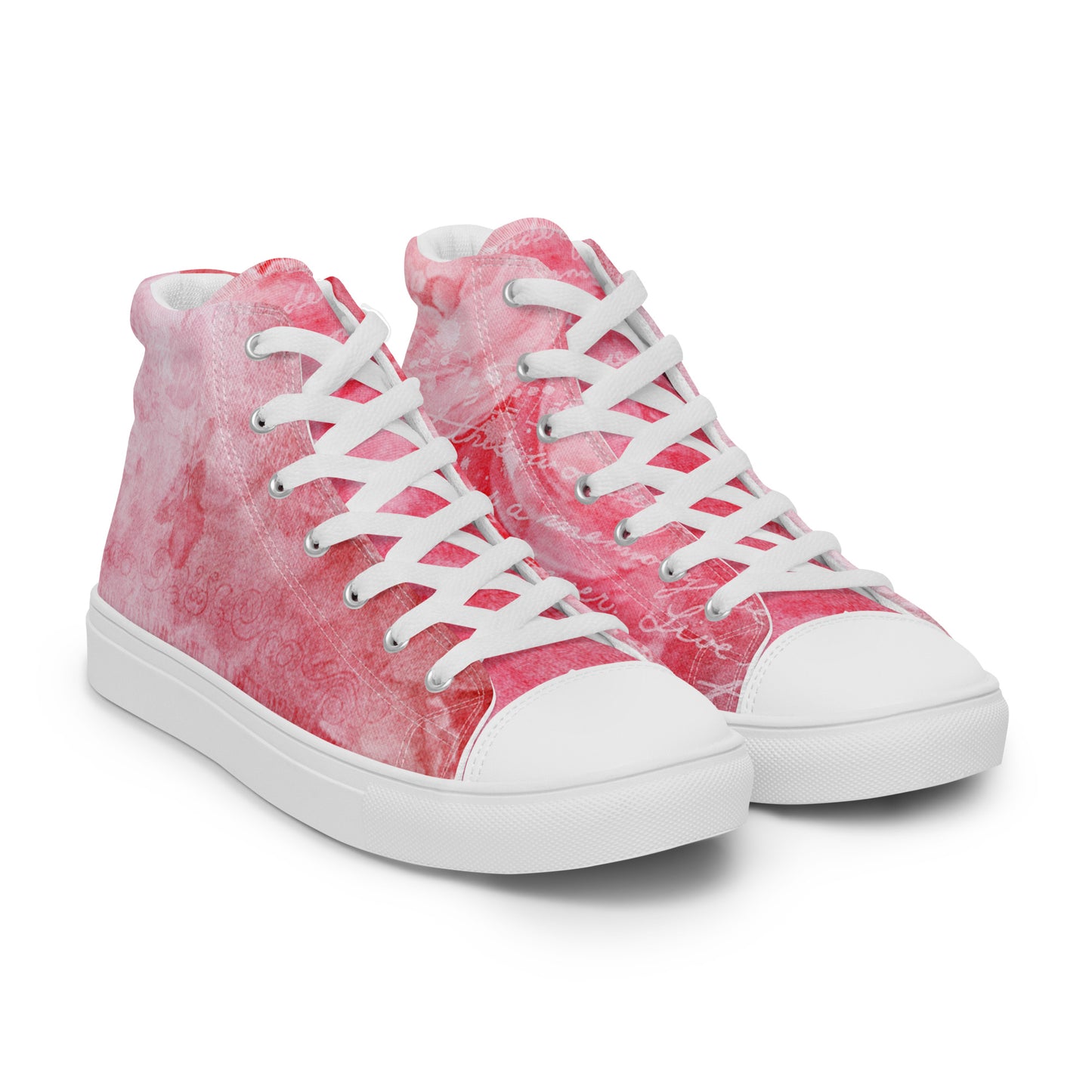 I LOVE MY LIFE PINK Women’s high top canvas shoes