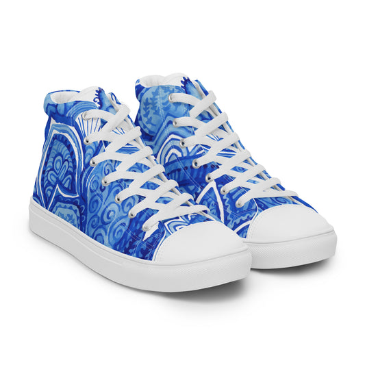 SOMETHING BLUE MEXICO PATTERN WEDDING OR PROM Women’s high top canvas shoes