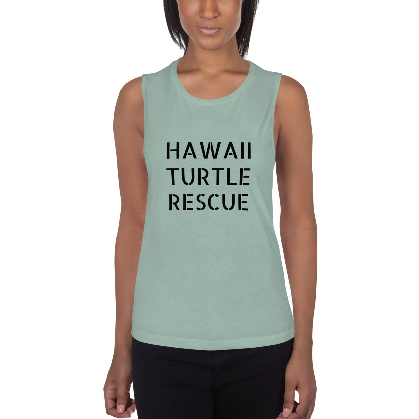 HAWAII TURTLE RESCUE (SAGE GREEN)Ladies’ Muscle Tank