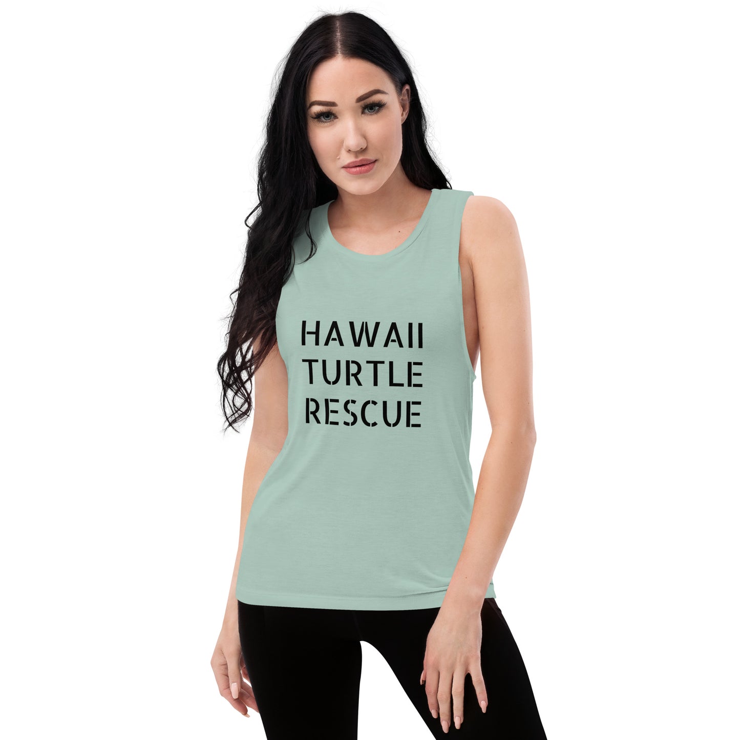 HAWAII TURTLE RESCUE (SAGE GREEN)Ladies’ Muscle Tank