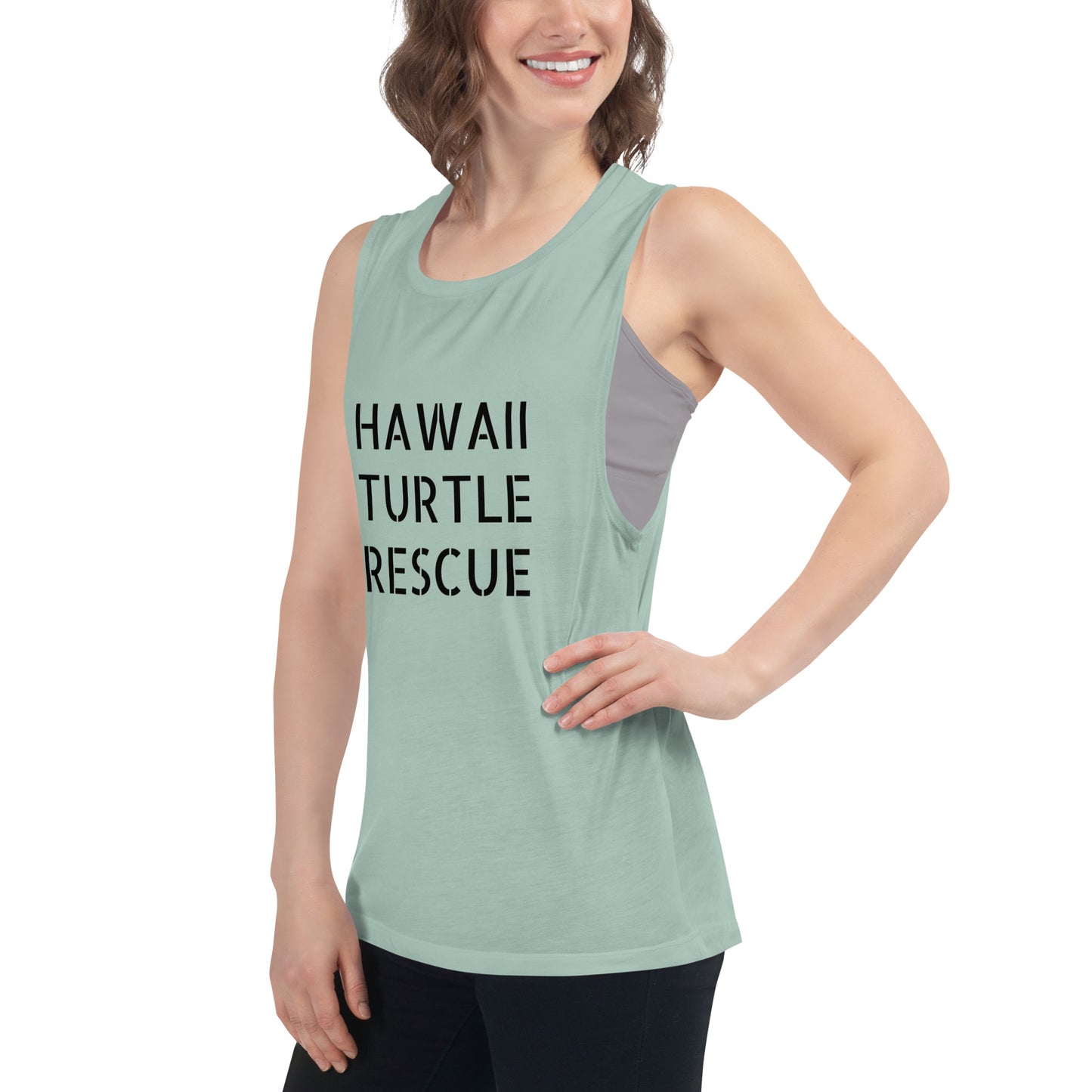 HAWAII TURTLE RESCUE (SAGE GREEN)Ladies’ Muscle Tank