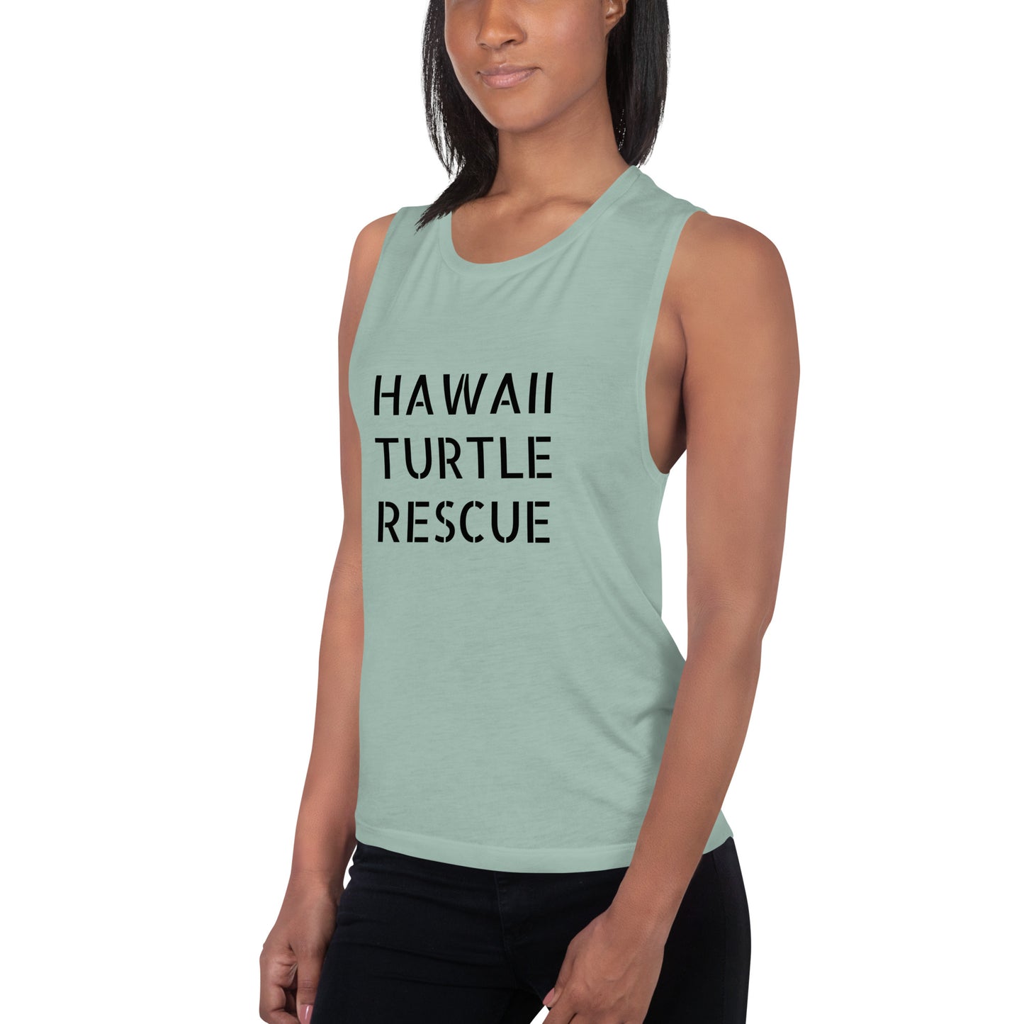 HAWAII TURTLE RESCUE (SAGE GREEN)Ladies’ Muscle Tank