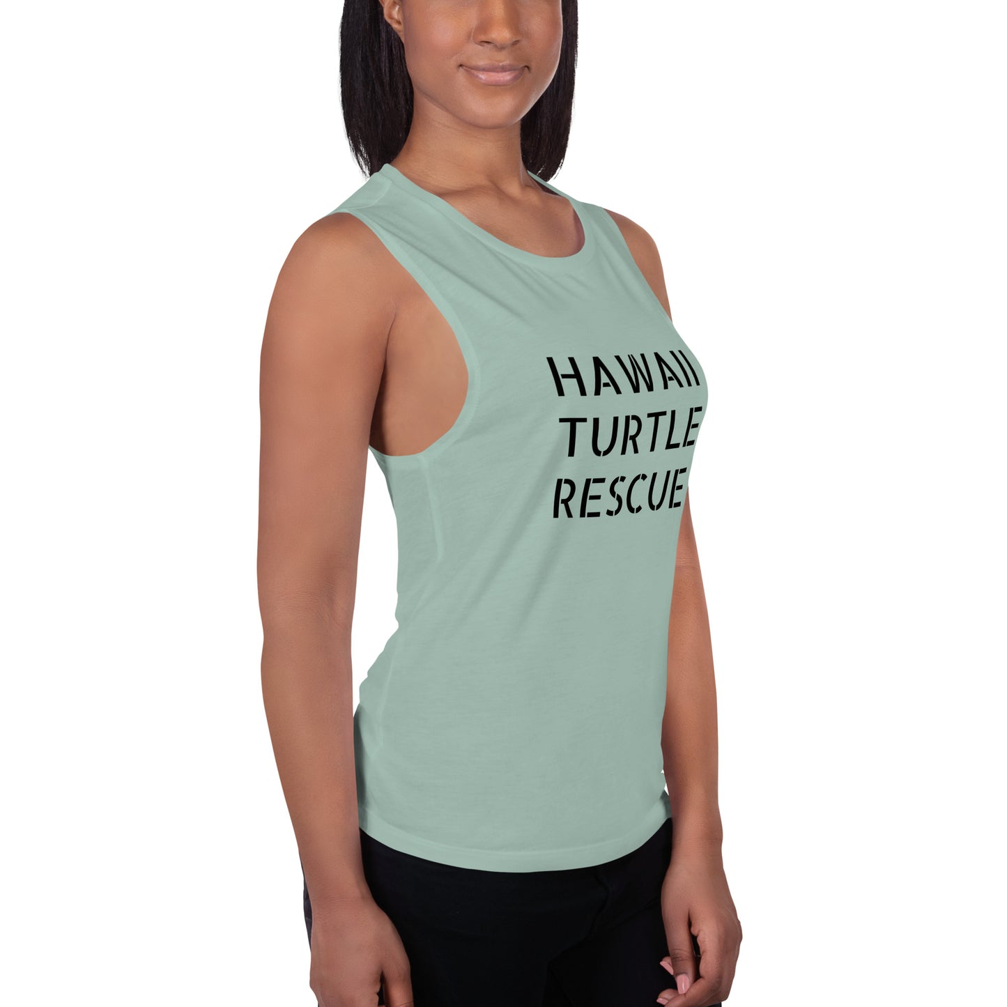 HAWAII TURTLE RESCUE (SAGE GREEN)Ladies’ Muscle Tank