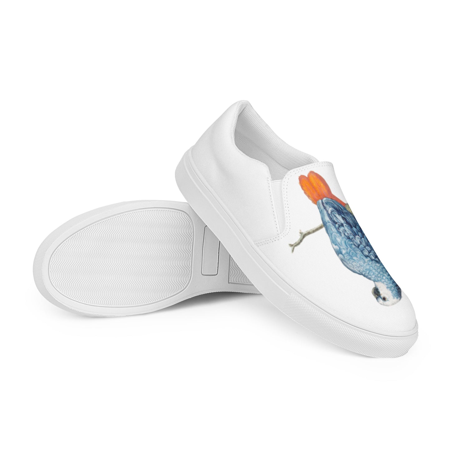 BLUE VINTAGE PARROT BIRD-Women’s slip-on canvas shoes